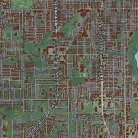 Second close-up of the map of Lansing, Michigan print showing more streets and buildings