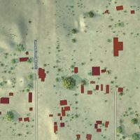 Second close-up of the map of Laredo Ranchettes, Texas print showing more streets and buildings