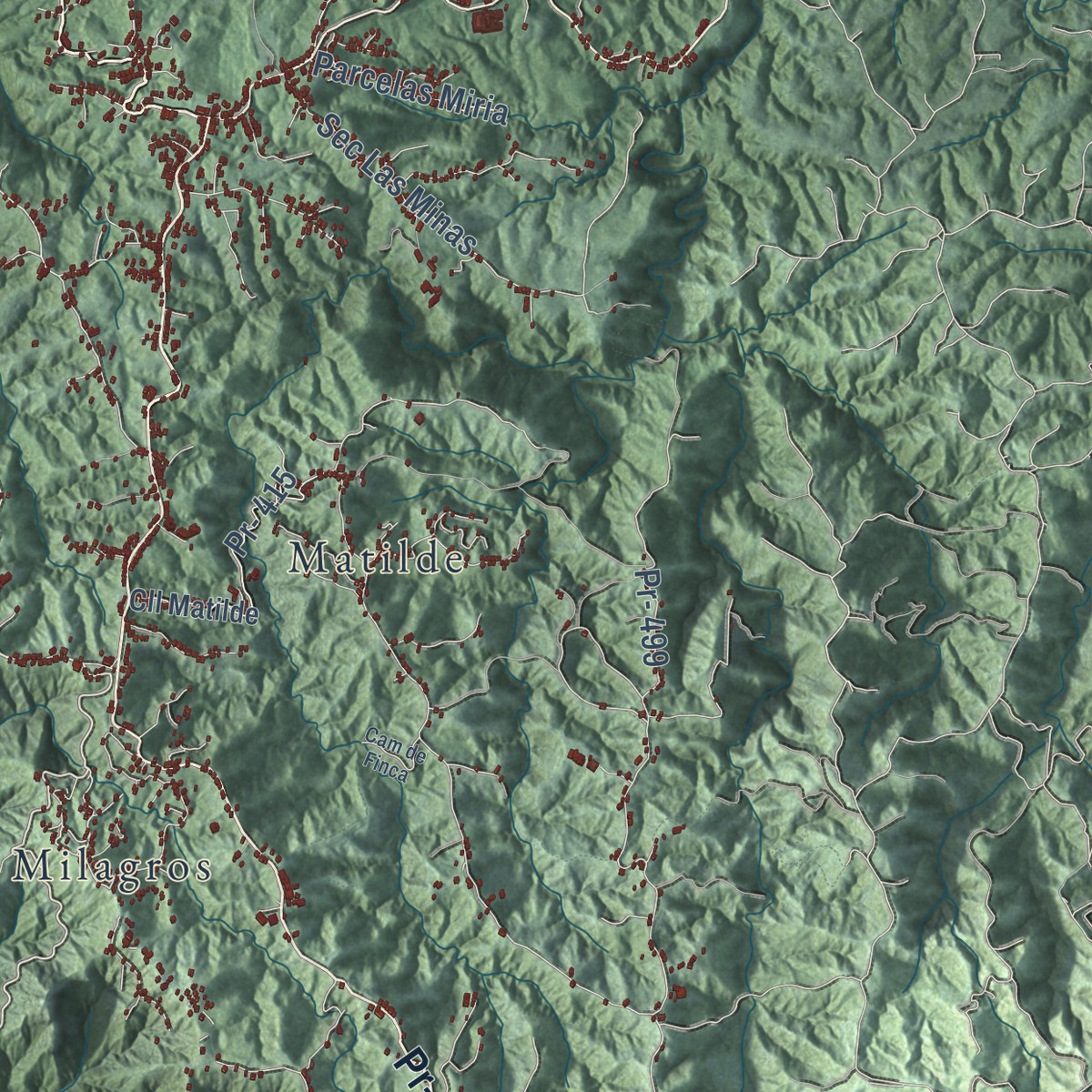 Second close-up of the map of Lares, Puerto Rico print showing more streets and buildings