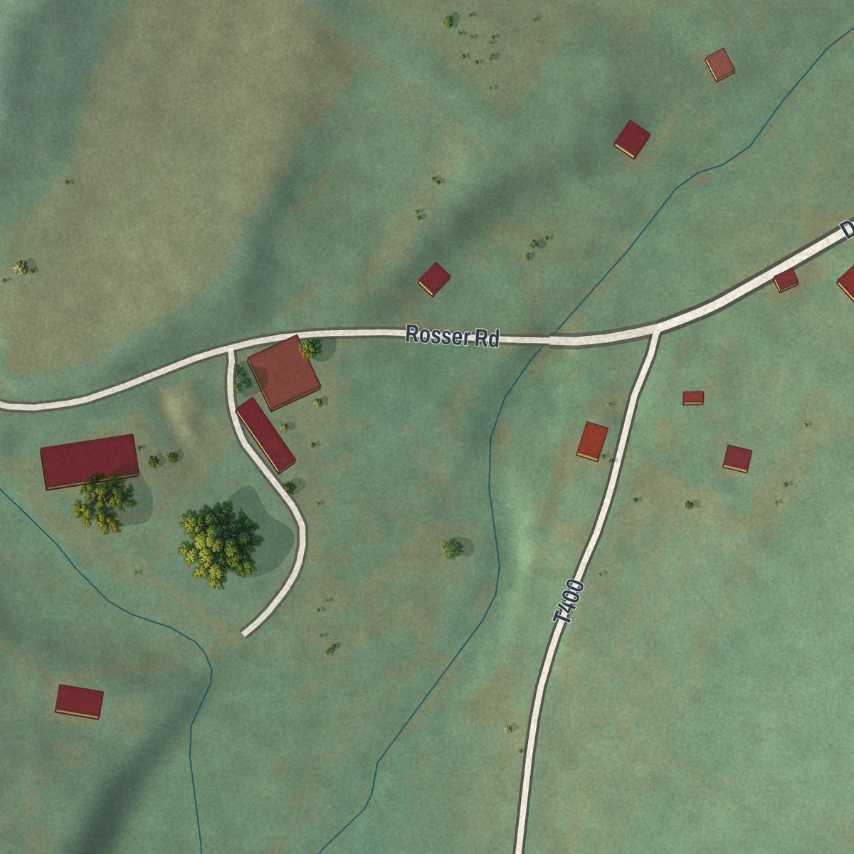 Second close-up of the map of Larke, Pennsylvania print showing more streets and buildings