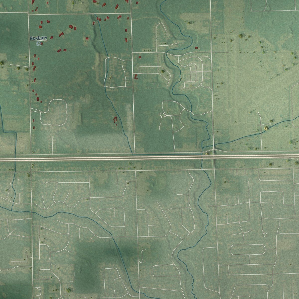 Second close-up of the map of Larkin, Michigan print showing more streets and buildings