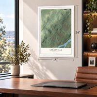 Larksville, Pennsylvania map, 18 x 24 inch print in a white frame in a home office