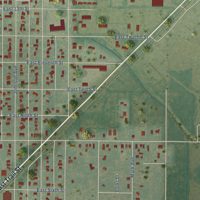 Second close-up of the map of Larned, Kansas print showing more streets and buildings