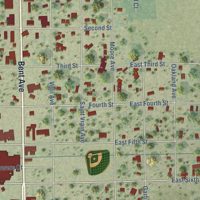 Second close-up of the map of Las Animas, Colorado print showing more streets and buildings
