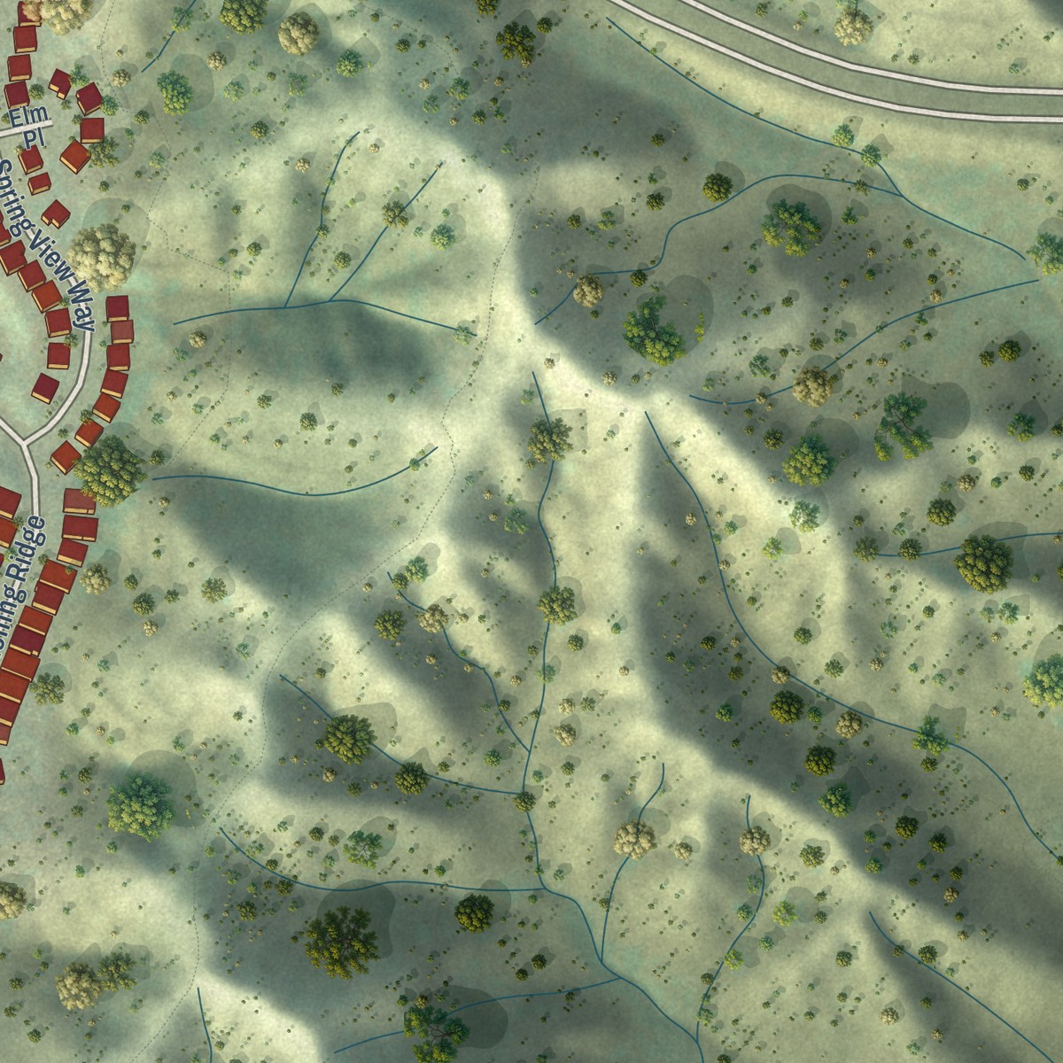 Second close-up of the map of Las Flores, California print showing more streets and buildings