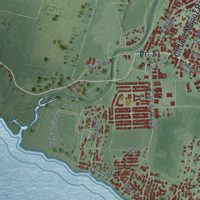 Second close-up of the map of Las Mareas, Puerto Rico print showing more streets and buildings