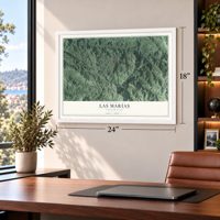 Las Marías, Puerto Rico map, 18 x 24 inch print in a white frame in a home office