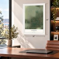 Lasana, Texas map, 18 x 24 inch print in a white frame in a home office