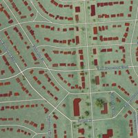 Second close-up of the map of Lathrup Village, Michigan print showing more streets and buildings