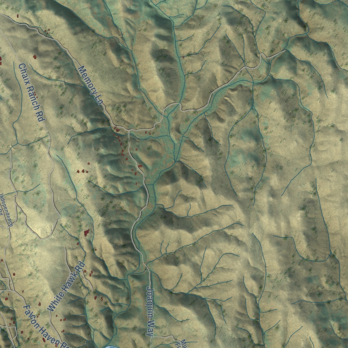 Second close-up of the map of Latrobe, California print showing more streets and buildings