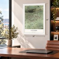Lattimer, Pennsylvania map, 18 x 24 inch print in a white frame in a home office