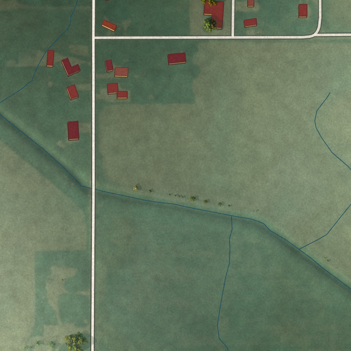 Second close-up of the map of Laud, Indiana print showing more streets and buildings