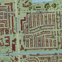 Second close-up of the map of Lauderdale Lakes, Florida print showing more streets and buildings