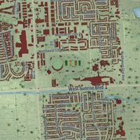Second close-up of the map of Lauderhill, Florida print showing more streets and buildings