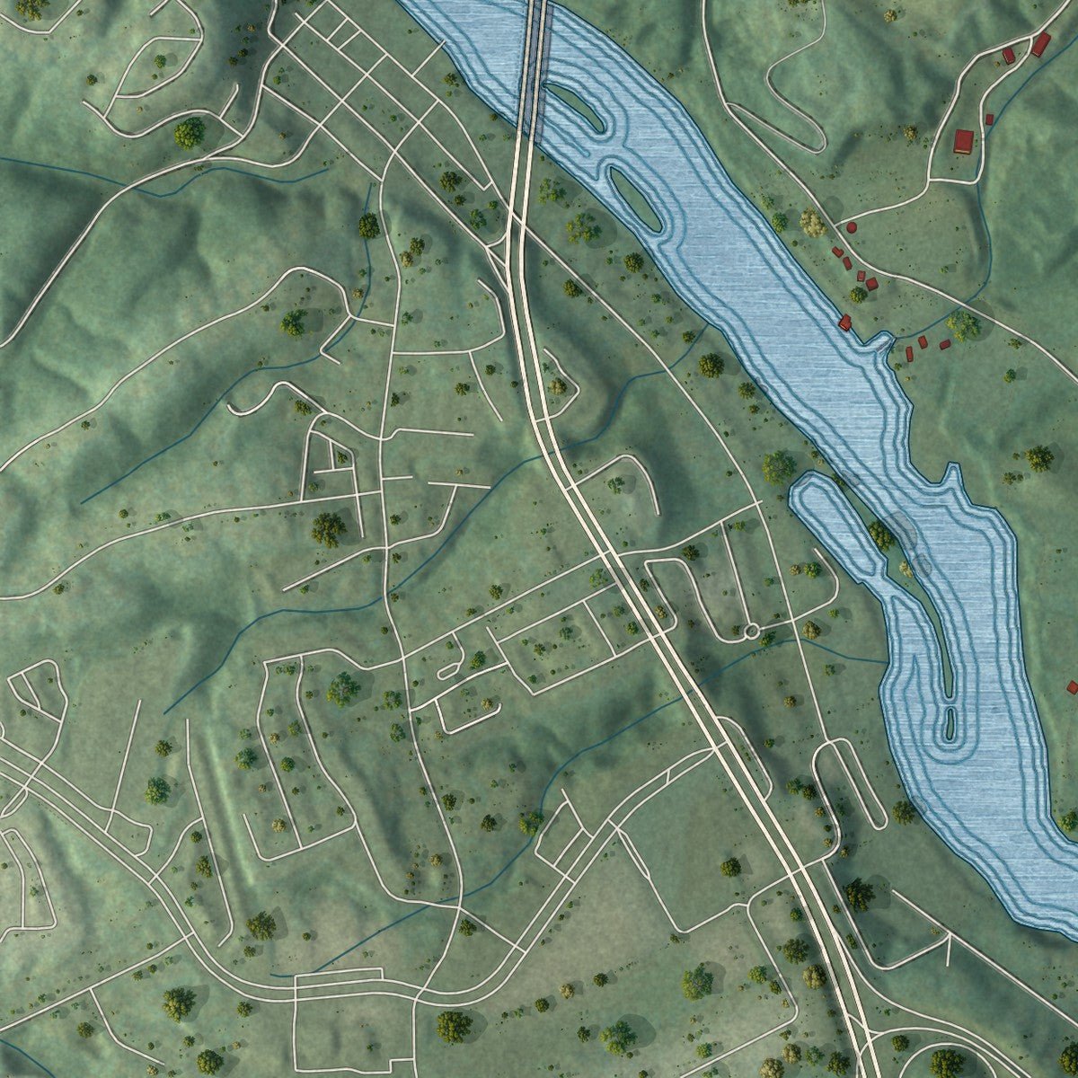 Second close-up of the map of Laurel Hill, Virginia print showing more streets and buildings