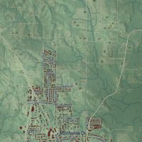 Second close-up of the map of Laurel, Mississippi print showing more streets and buildings