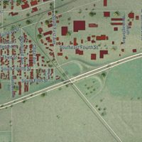 Second close-up of the map of Laurel, Montana print showing more streets and buildings