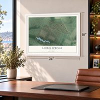 Laurel Springs, New Jersey map, 18 x 24 inch print in a white frame in a home office