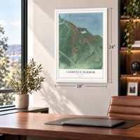 Laurence Harbor, New Jersey map, 18 x 24 inch print in a white frame in a home office