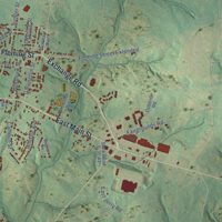Second close-up of the map of Laurens, South Carolina print showing more streets and buildings