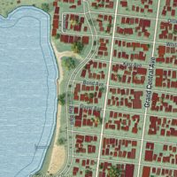 Second close-up of the map of Lavallette, New Jersey print showing more streets and buildings