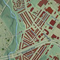 Second close-up of the map of Lawncrest, Pennsylvania print showing more streets and buildings