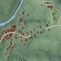 Second close-up of the map of Lawndale, North Carolina print showing more streets and buildings