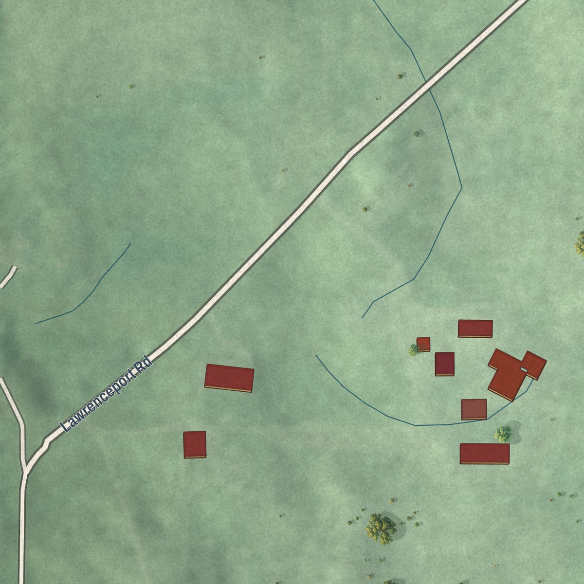 Second close-up of the map of Lawrenceport, Indiana print showing more streets and buildings