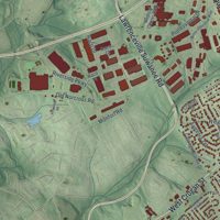 Second close-up of the map of Lawrenceville, Georgia print showing more streets and buildings