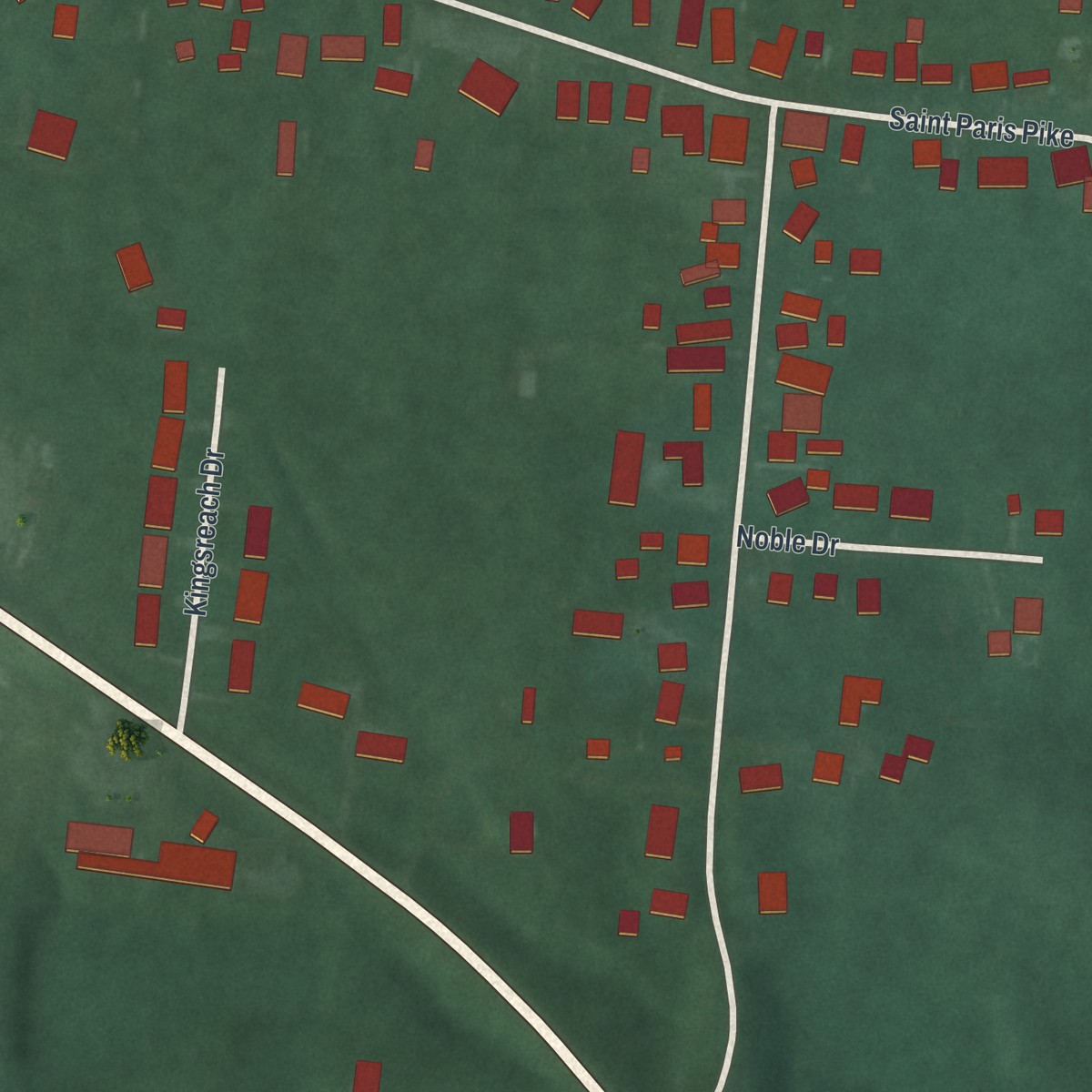 Second close-up of the map of Lawrenceville, Ohio print showing more streets and buildings