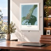 Layton, Florida map, 18 x 24 inch print in a white frame in a home office