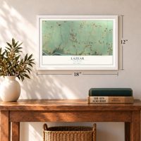 Lazear, Colorado map, 12 x 18 inch print in a white frame in an entryway