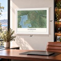 Leadwood, Missouri map, 18 x 24 inch print in a white frame in a home office