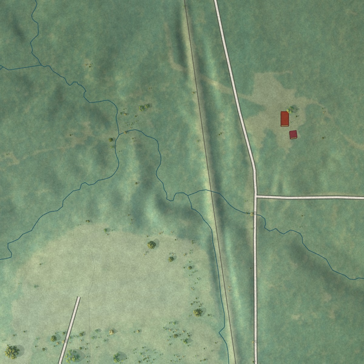 Second close-up of the map of Leaf, Mississippi print showing more streets and buildings