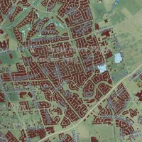 Second close-up of the map of League City, Texas print showing more streets and buildings