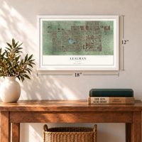 Lealman, Florida map, 12 x 18 inch print in a white frame in an entryway