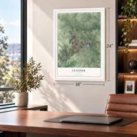 Leander, Texas map, 18 x 24 inch print in a white frame in a home office