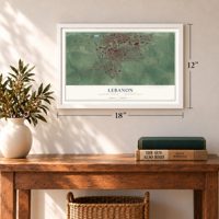 Lebanon, Lebanon County, Pennsylvania map, 12 x 18 inch print in a white frame in an entryway