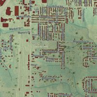 Second close-up of the map of Lebanon, Missouri print showing more streets and buildings