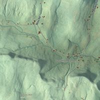 Second close-up of the map of Lebanon, New York print showing more streets and buildings