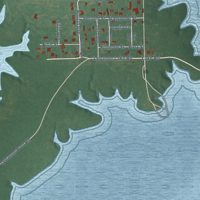 Second close-up of the map of Lebanon, Oklahoma print showing more streets and buildings