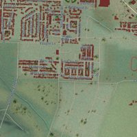 Second close-up of the map of Lebanon, Oregon print showing more streets and buildings
