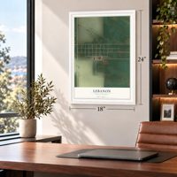 Lebanon, South Dakota map, 18 x 24 inch print in a white frame in a home office