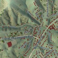 Second close-up of the map of Lebanon, Virginia print showing more streets and buildings