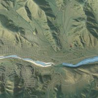 Second close-up of the map of Lebec, California print showing more streets and buildings