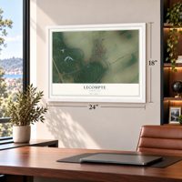 Lecompte, Louisiana map, 18 x 24 inch print in a white frame in a home office