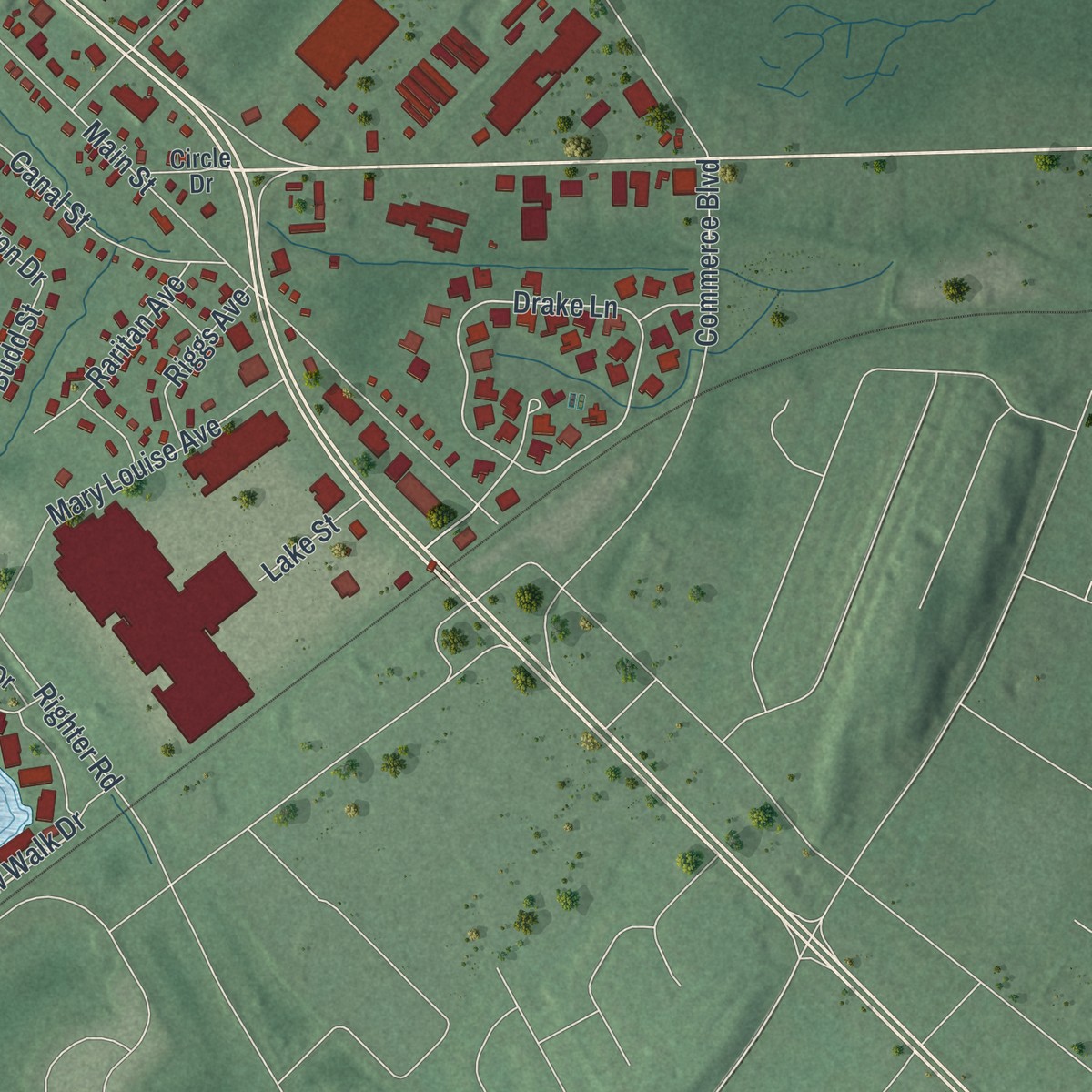 Second close-up of the map of Ledgewood, New Jersey print showing more streets and buildings