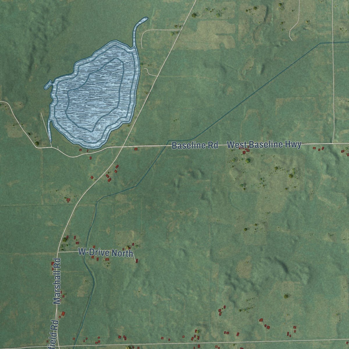 Second close-up of the map of Lee, Calhoun County, Michigan print showing more streets and buildings