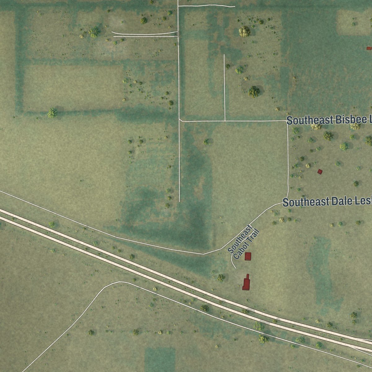 Second close-up of the map of Lee, Florida print showing more streets and buildings