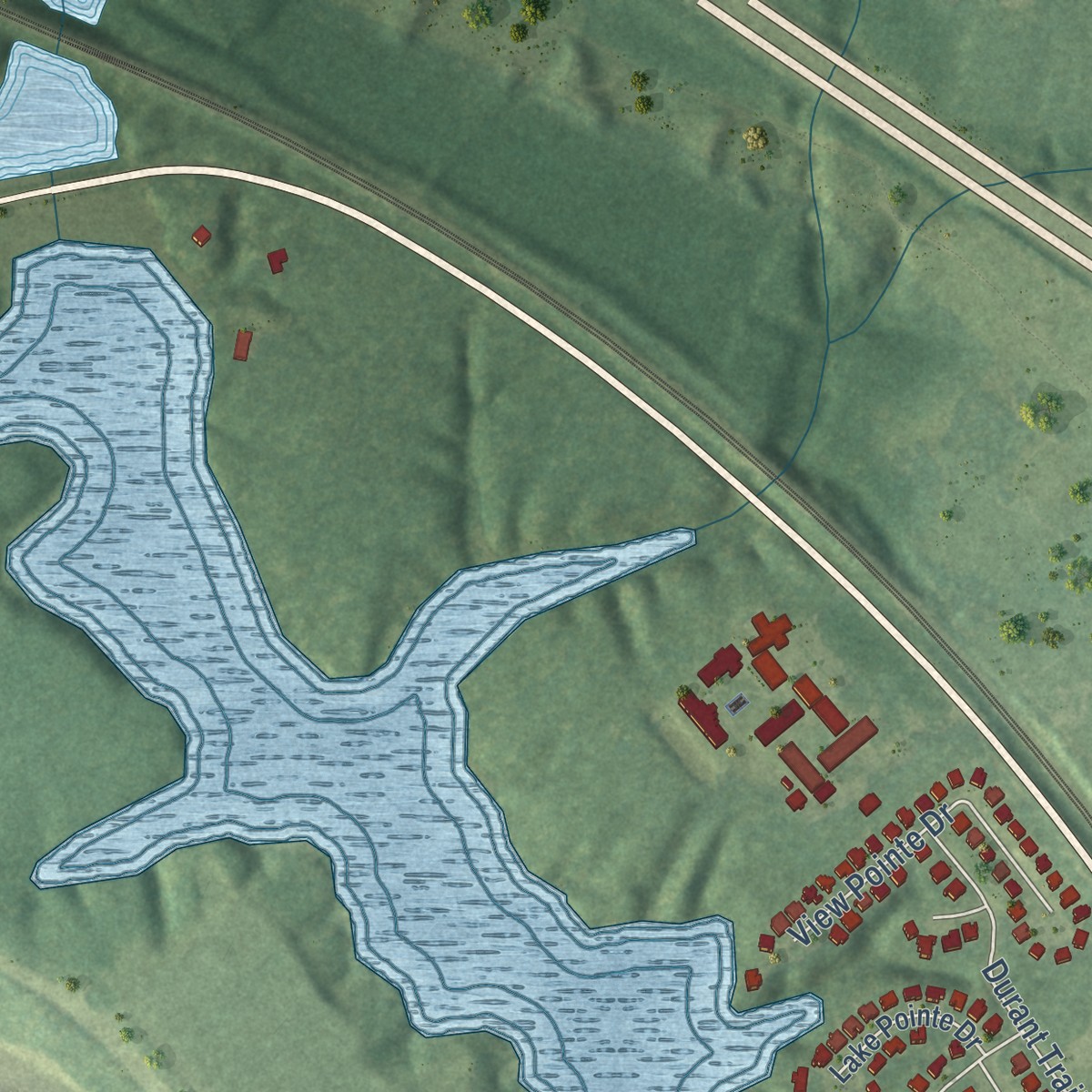 Second close-up of the map of Lee Hall, Virginia print showing more streets and buildings